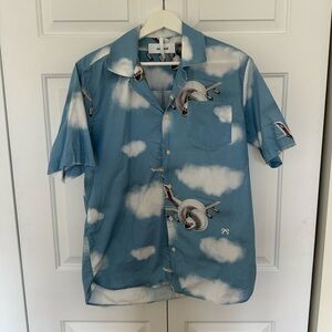 Souland Men’s Open Collar Airplane Print Short Sleeve